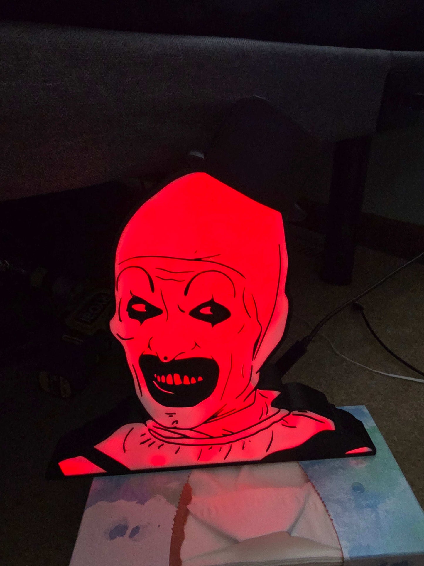 Terrifier 10" lightbox horror icon art the clown with onn lights 1-2 days shipped by 3dCurioPrints