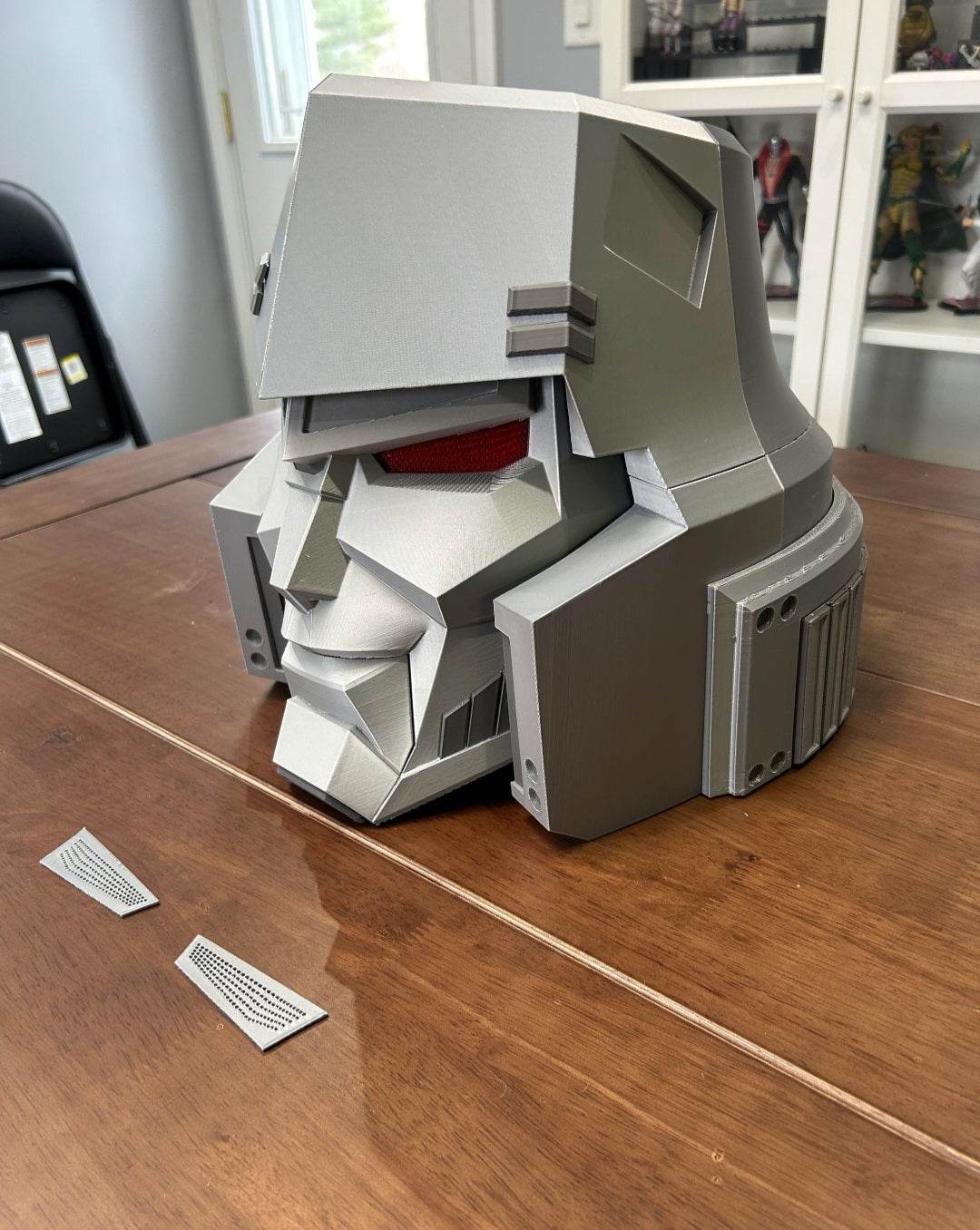 Megatron G1 grey helmet mask inspired by Transformers classic design for cosplay and collectible display