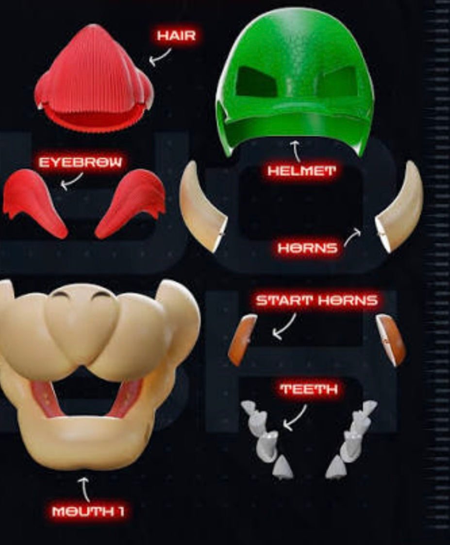 Bowser mask helmet with magnets one size standard cosplay prop