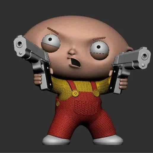 14-inch Family Guy Stewie statue silver finish requires glue assembly