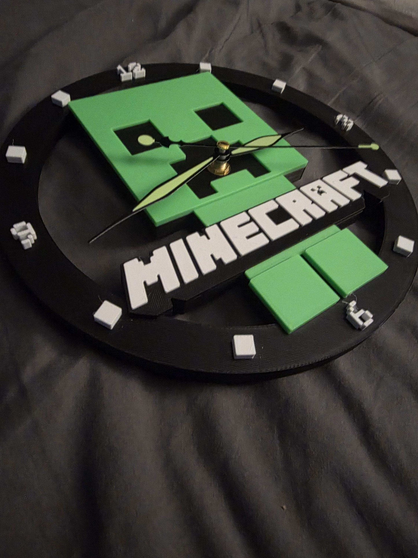 10" minecraft wall clock made 1-3 days by 3dCurioPrints