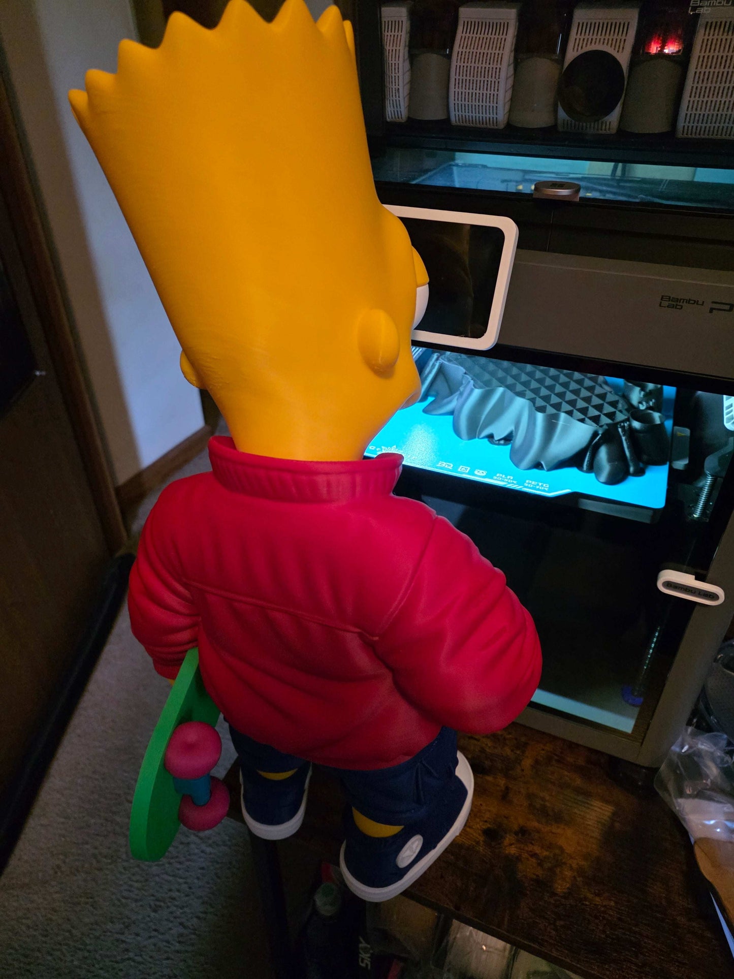 Large massive 26" tall bart simpson by 12 wide and 12 thick due to skateboard 3 days to make by 3dCurioPrints