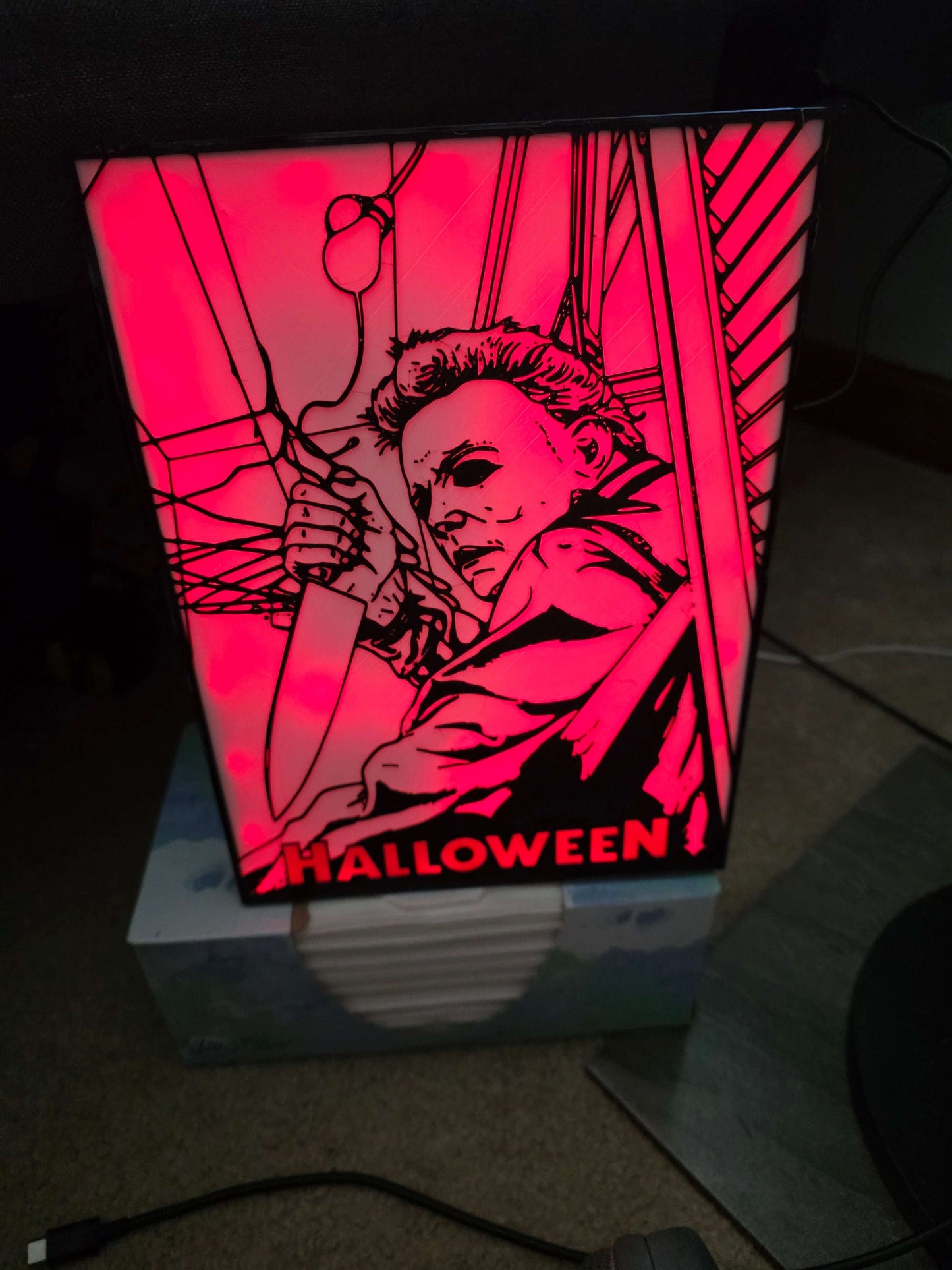 10" Michael myers lightbox halloween 1-2 days shipped comes with onn led and remote by 3dCurioPrints