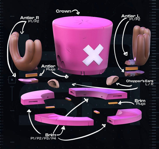One Piece Chopper cosplay hat by 3dCurioPrints fitting heads up to 24 inches for anime conventions and cosplay