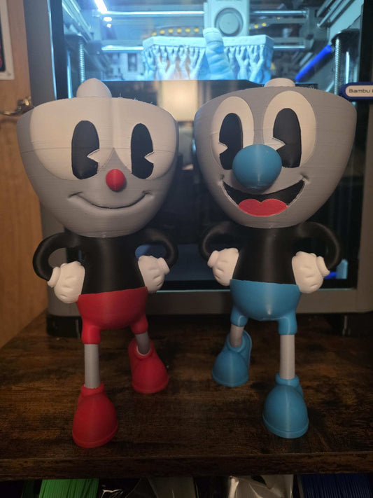 Large set of 2 10" cupman and mugman bust statue figure made to order by 3dCurioPrints