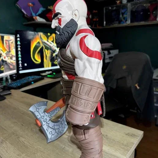 25-inch massive Kratos God of War bust with huge sword collectible requiring glue attachment