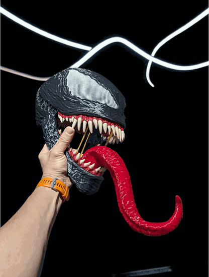Venom mask helmet white with movable jaw fits heads up to 24 inches