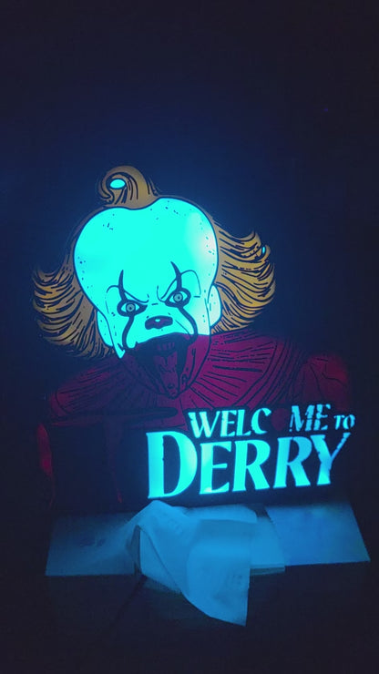 10" pennywise welcome to Derry lightbox IT ship 1-2 days with led
