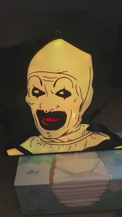 Terrifier 10" lightbox horror icon art the clown with onn lights 1-2 days shipped