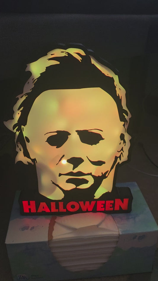 Michael myers lightbox 10" halloween comes with onn leds ship 1-2 days