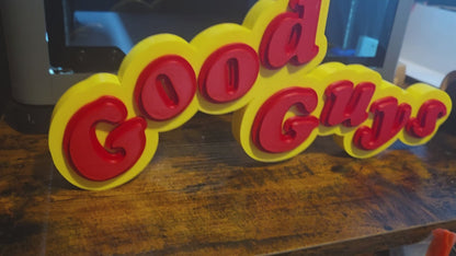 Large 13" good guys horror movie prop sign 13x5 ship 1-2 days
