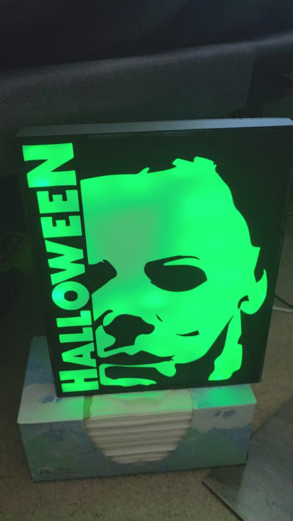 10" Michael myers lightbox halloween comes with onn led and remote ship 1-2 days