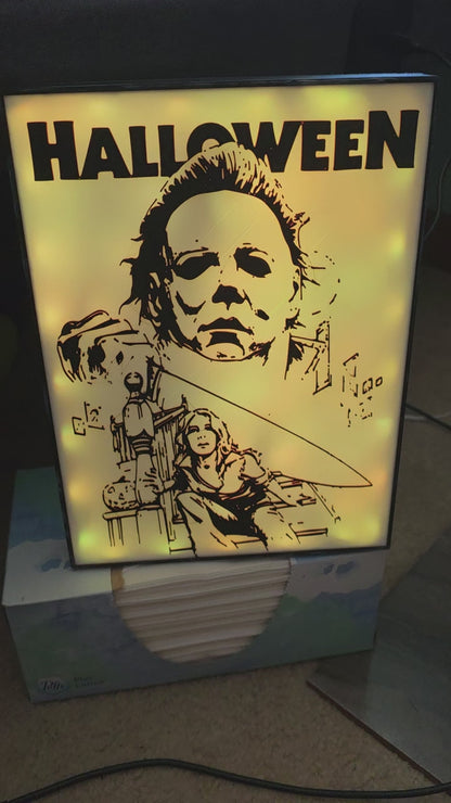 10" Michael myers lightbox closet scene halloween onn led and remote 1-2 days to make