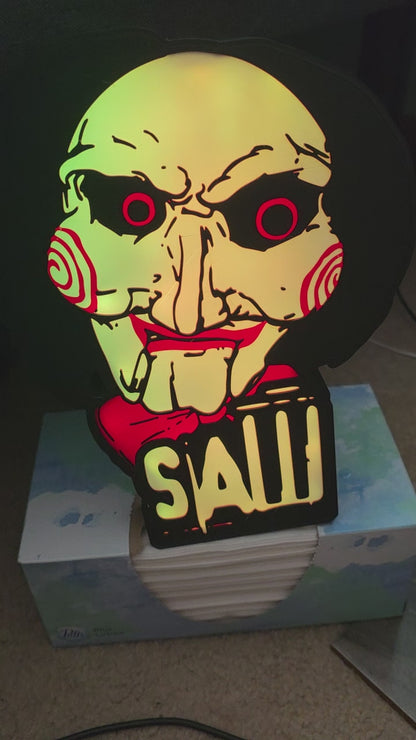 10" saw lightbox horror icon with onn led and remote takes 1-2 days to make