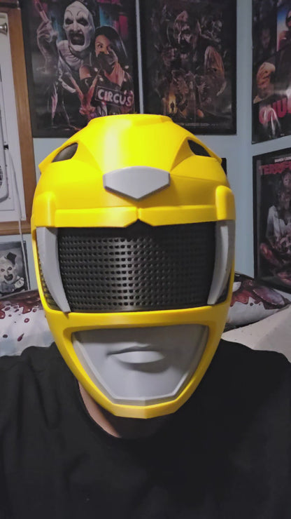 Yellow power ranger helmet mask 1 size magnets fits heads up to 24"