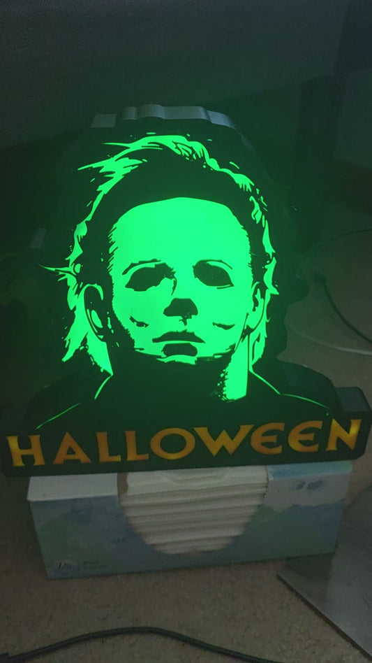 Halloween Michael myers 10" lightbox horror  comes with led ship 1-2 days