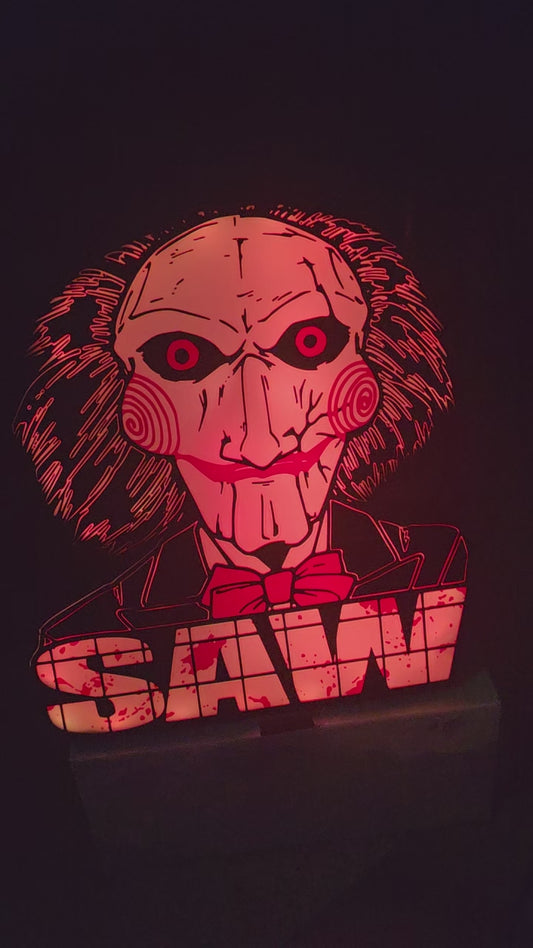 Large Saw Billy Lightbox Horror Decor LED Billy the Puppet Display by 3dCurioPrints