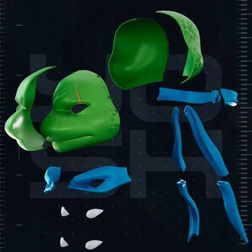 TMNT Leonardo helmet mask with white eyes, full size, adult fit, magnetic closure
