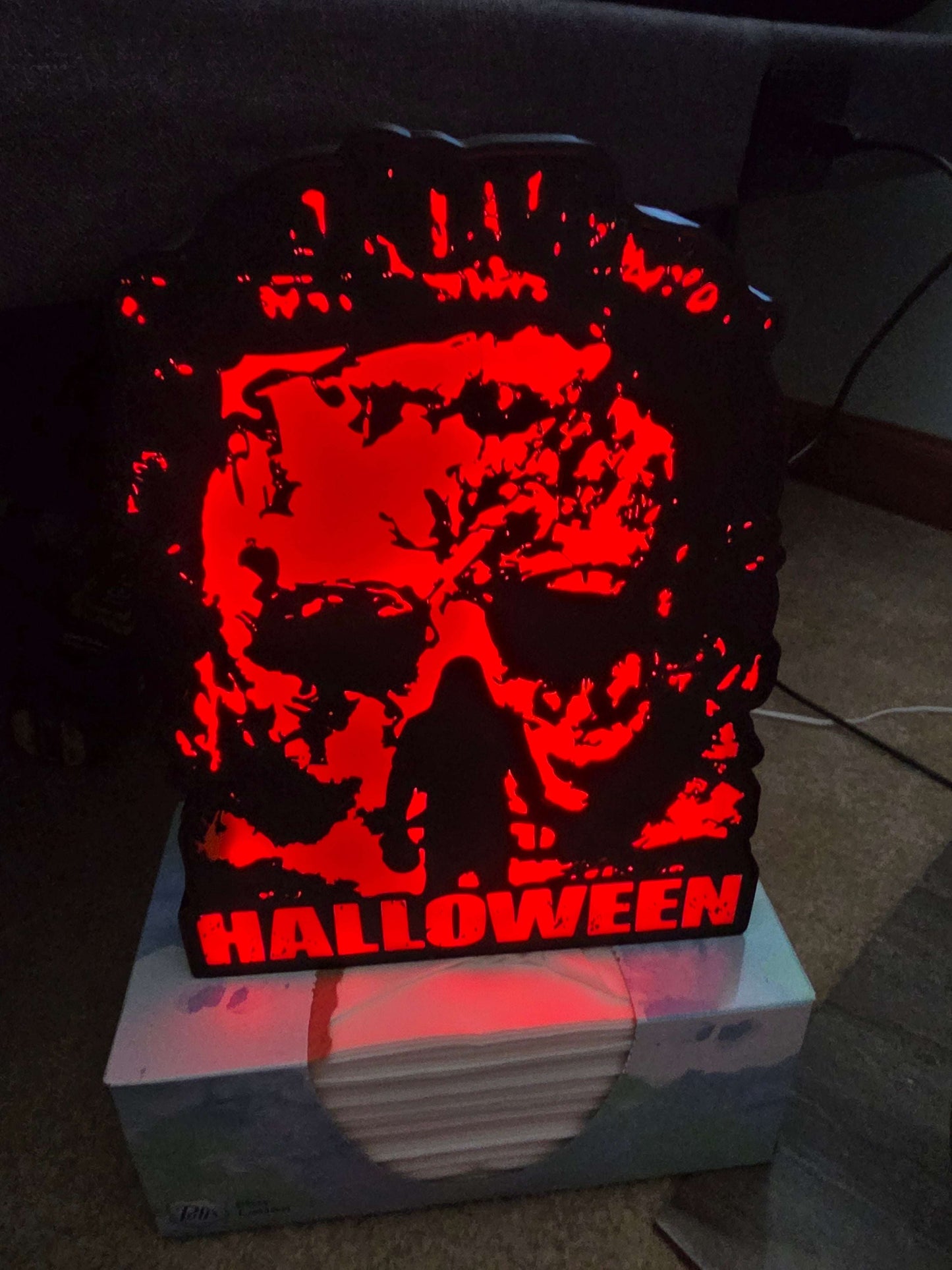 10" rob zombie halloween Michael myers lightbox onn led with remote takes 1-2 days to make by 3dCurioPrints