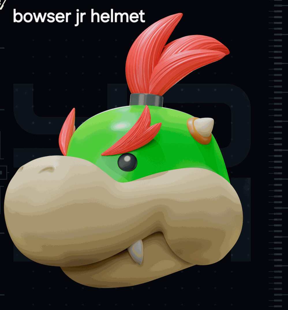 Bowser Jr. mask cosplay helmet with magnetic assembly, one size for kids and adults