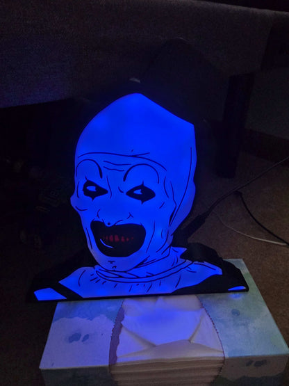 Terrifier 10" lightbox horror icon art the clown with onn lights 1-2 days shipped by 3dCurioPrints