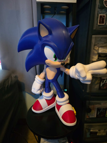 18" tall blue hedgehog 14 wide 10 thick cartoon figure by 3dCurioPrints