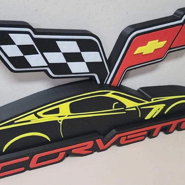 10" chevy corvette wall desk art by 3dCurioPrints