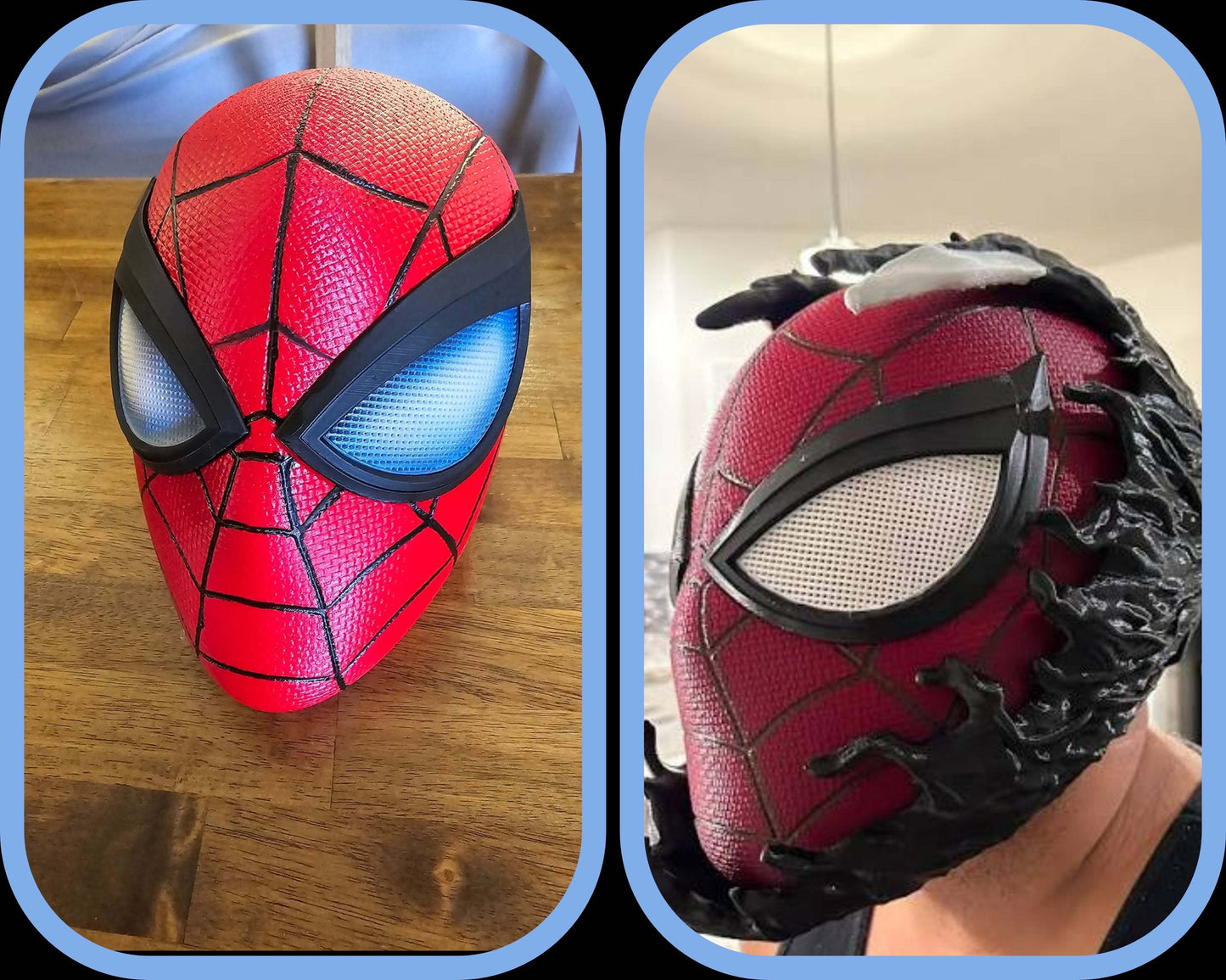 Spiderman 2 versions regular and symbiote venom masks fitting heads up to 24 inches
