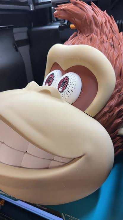 Donkey Kong helmet mask with magnet-assisted design in one size for cosplay and costume events