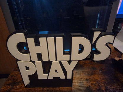 Childs Play large sign 10x8 inches black and white Chucky horror movie wall art
