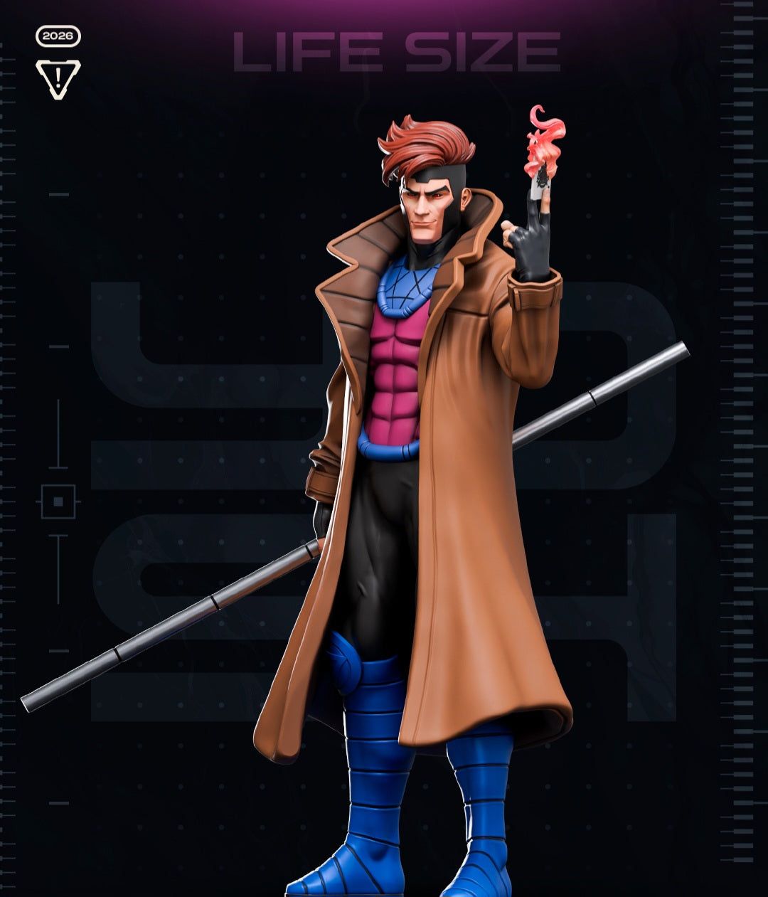 6ft 4in Life-Size Gambit weapon & card in hand glued on your side by 3dCurioPrints