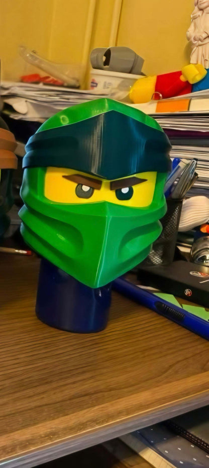 Lego Nijango GO Ninja Helmet in black shown on mannequin fitting heads up to 24 inches