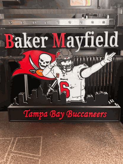All sports 10-inch nameplate featuring NFL, NBA, MLB stars like Kobe, Jordan, LeBron, Curry, Ohtani, and Brady
