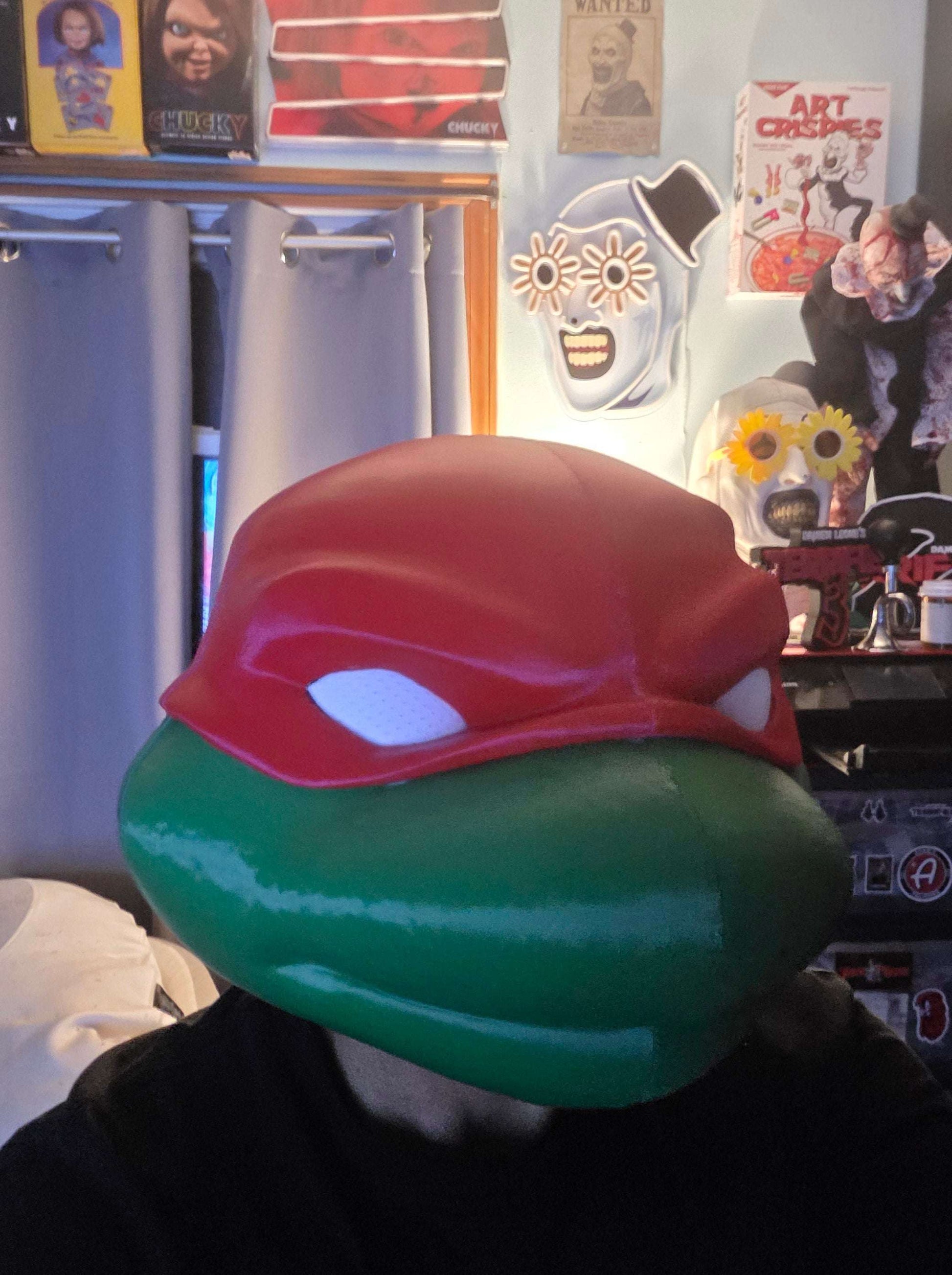 TMNT Raphael helmet mask cosplay accessory for heads up to 24 inches, detailed and rare collectible