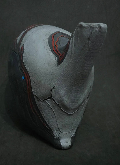 Warframe Excalibur helmet designed for up to 24-inch head circumference with bold, iconic silhouette