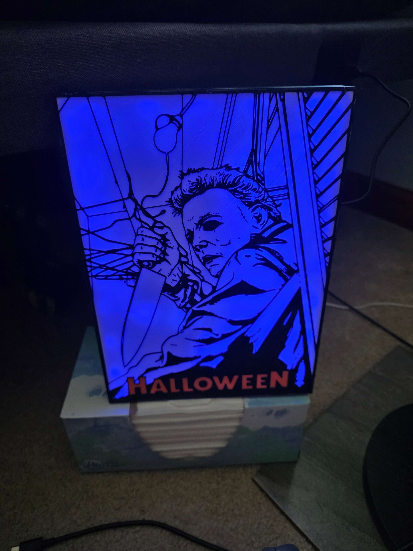 10" Michael myers lightbox halloween 1-2 days shipped comes with onn led and remote by 3dCurioPrints