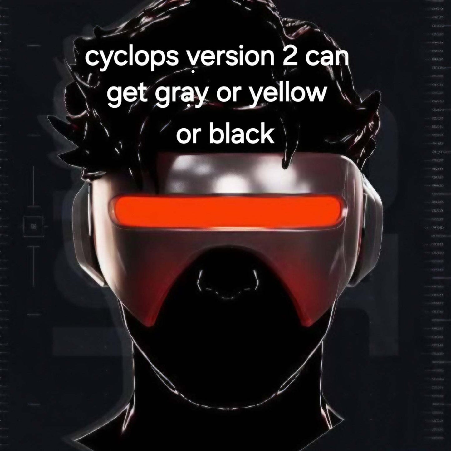 Cyclops v2 mask in red, yellow, black, and gray colors ready to ship