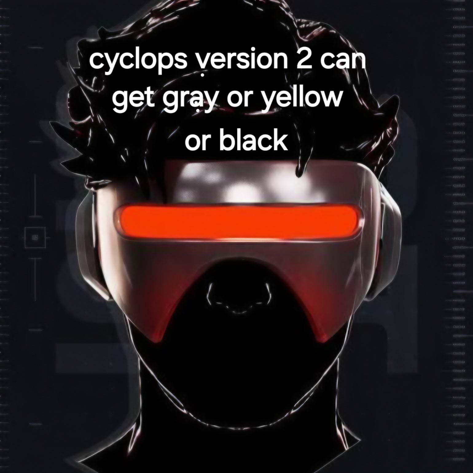 Cyclops v2 mask in red, yellow, black, and gray colors ready to ship