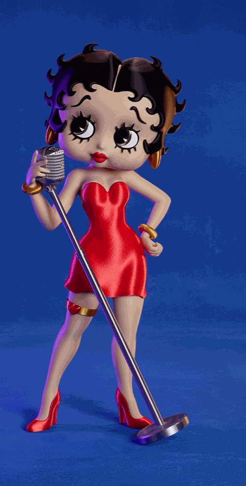 17" or 20" Betty Boop colored version mic glued on your side by 3dCurioPrints