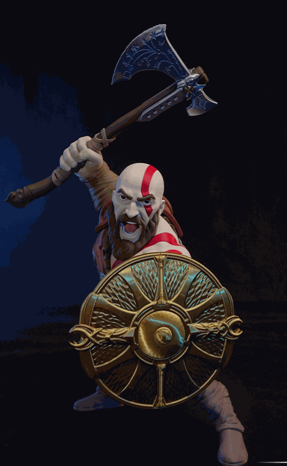 29-inch God of War Kratos v2 statue with axe and cape for gaming room display