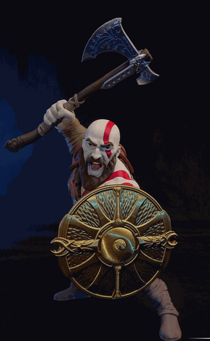 29-inch God of War Kratos v2 statue with axe and cape for gaming room display
