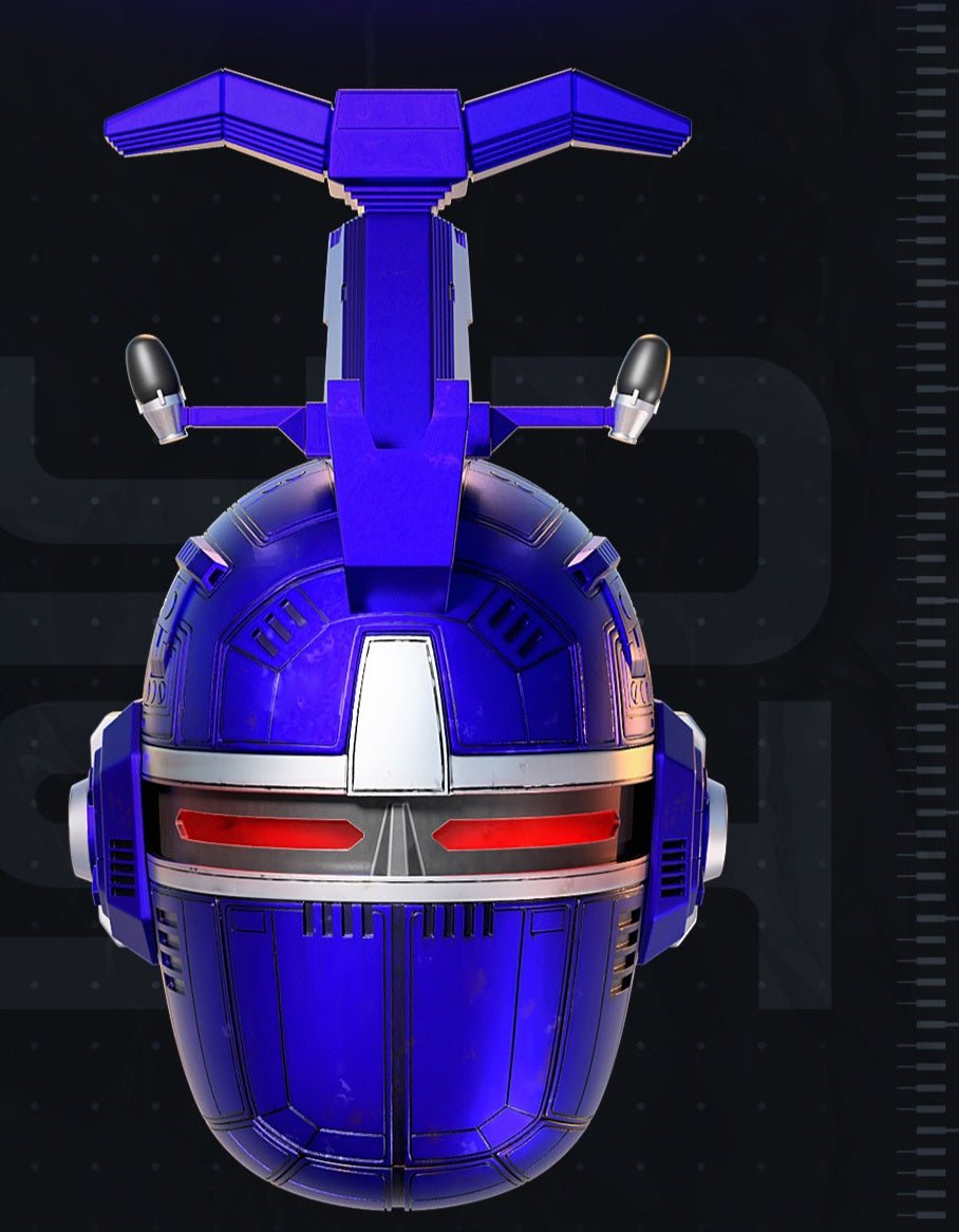 Rare Beetleborg helmet mask in black and blue, one size, handcrafted for cosplay or display