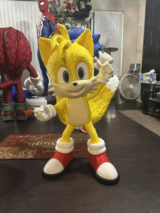 Life size 2ft tall 24 inch Sonic Tails 3D printed figure no paint