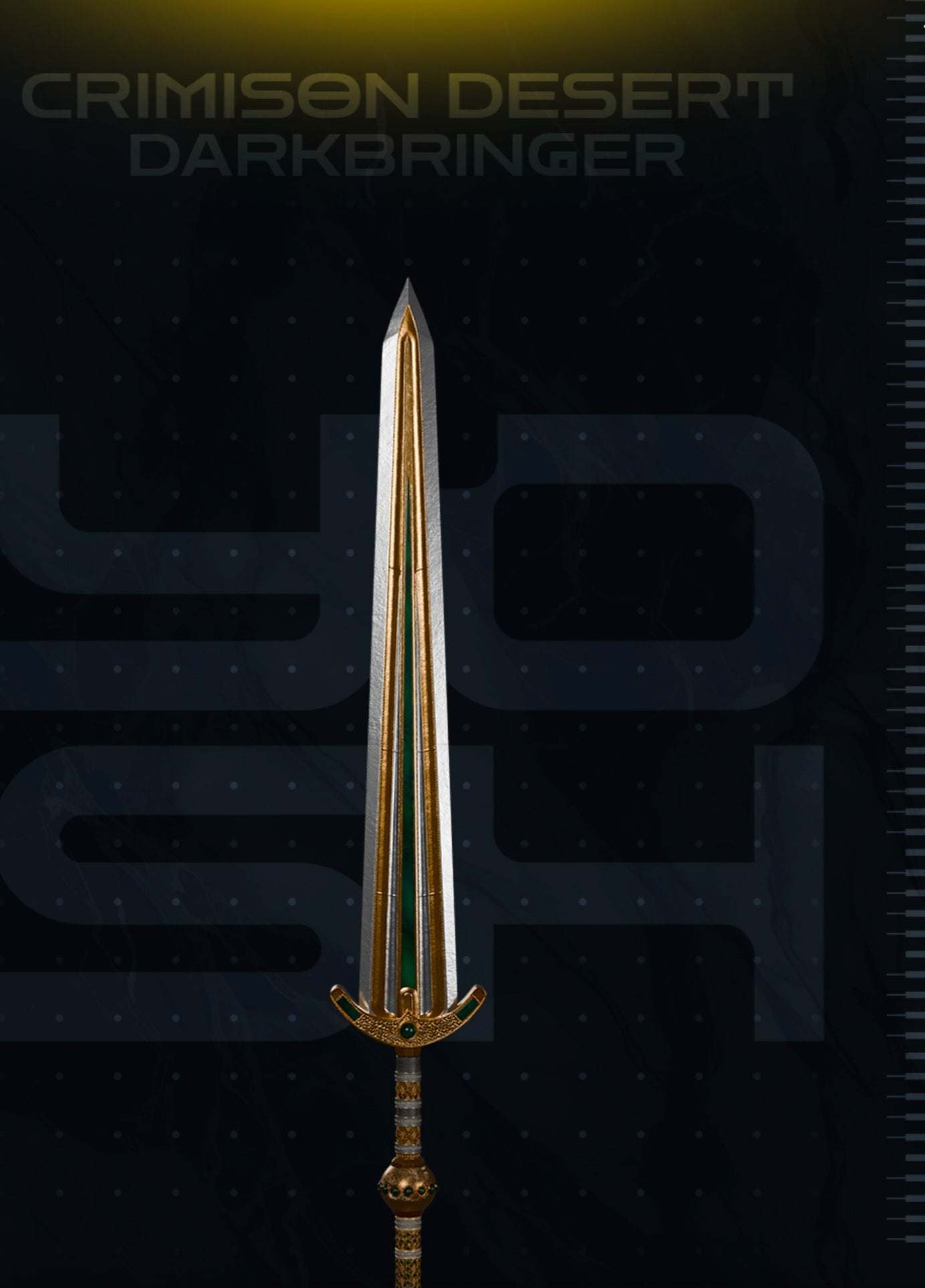 Crimson Desert Darkbringer Cosplay Sword Grey And Yellow Full Size Ready To Glue In Two Pieces For Safe Shipping by 3dCurioPrints