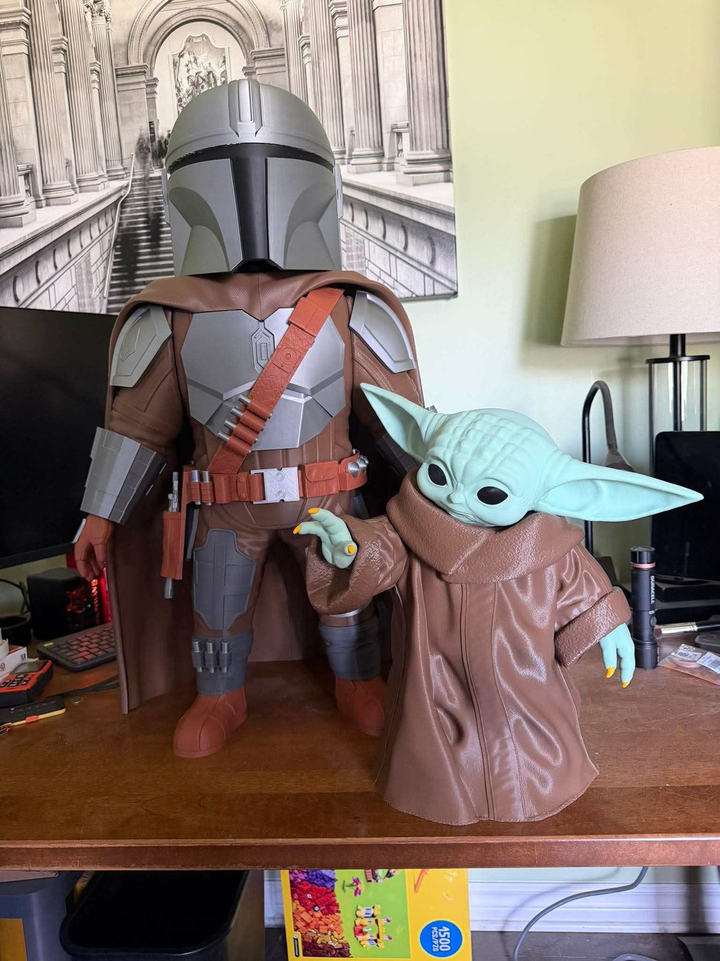 Large Boba Fett and Yoda full size bust figures 33" and 17" made to order Star Wars collectibles