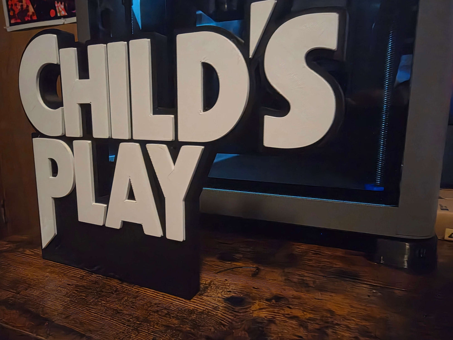 Childs play large sign 10x8 inches black and white Chucky illustration wall art