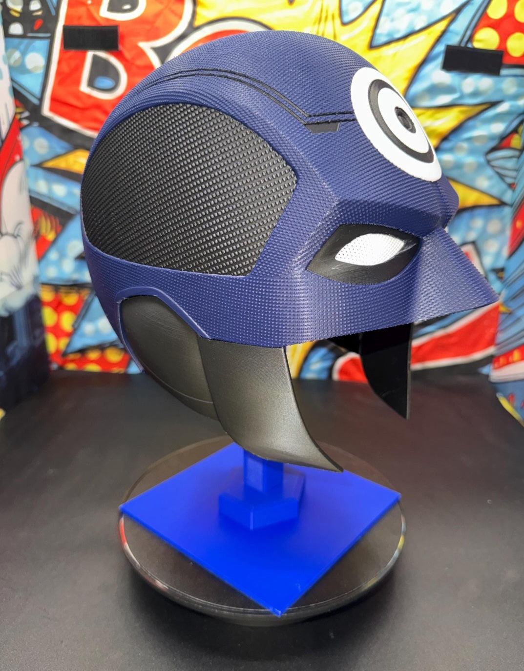 Bullseye vigilante half-head mask helmet with magnets customizable color cosplay accessory