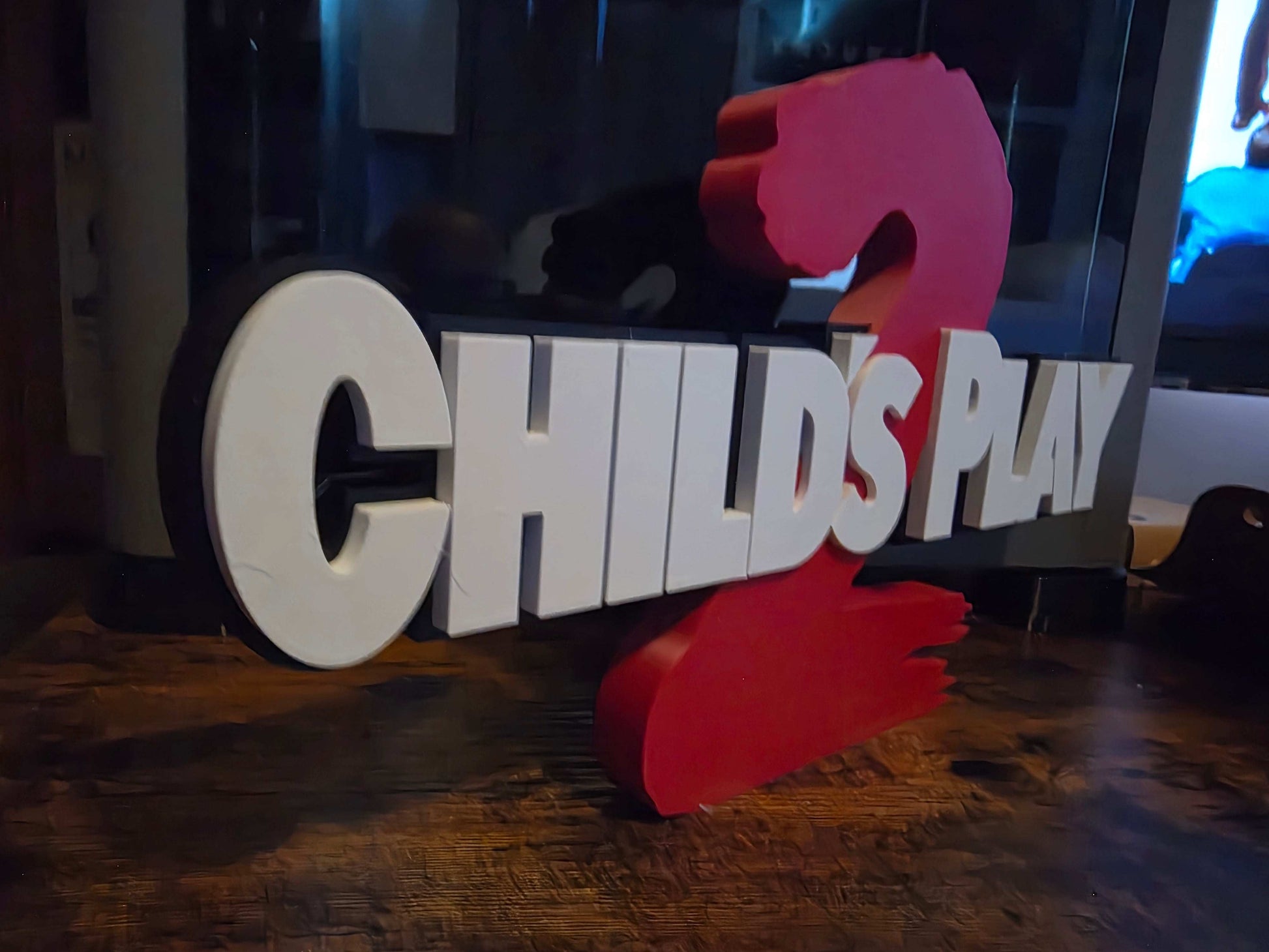 Large 12.5x7 inch Childs Play 2 Chucky sign featuring iconic horror character design