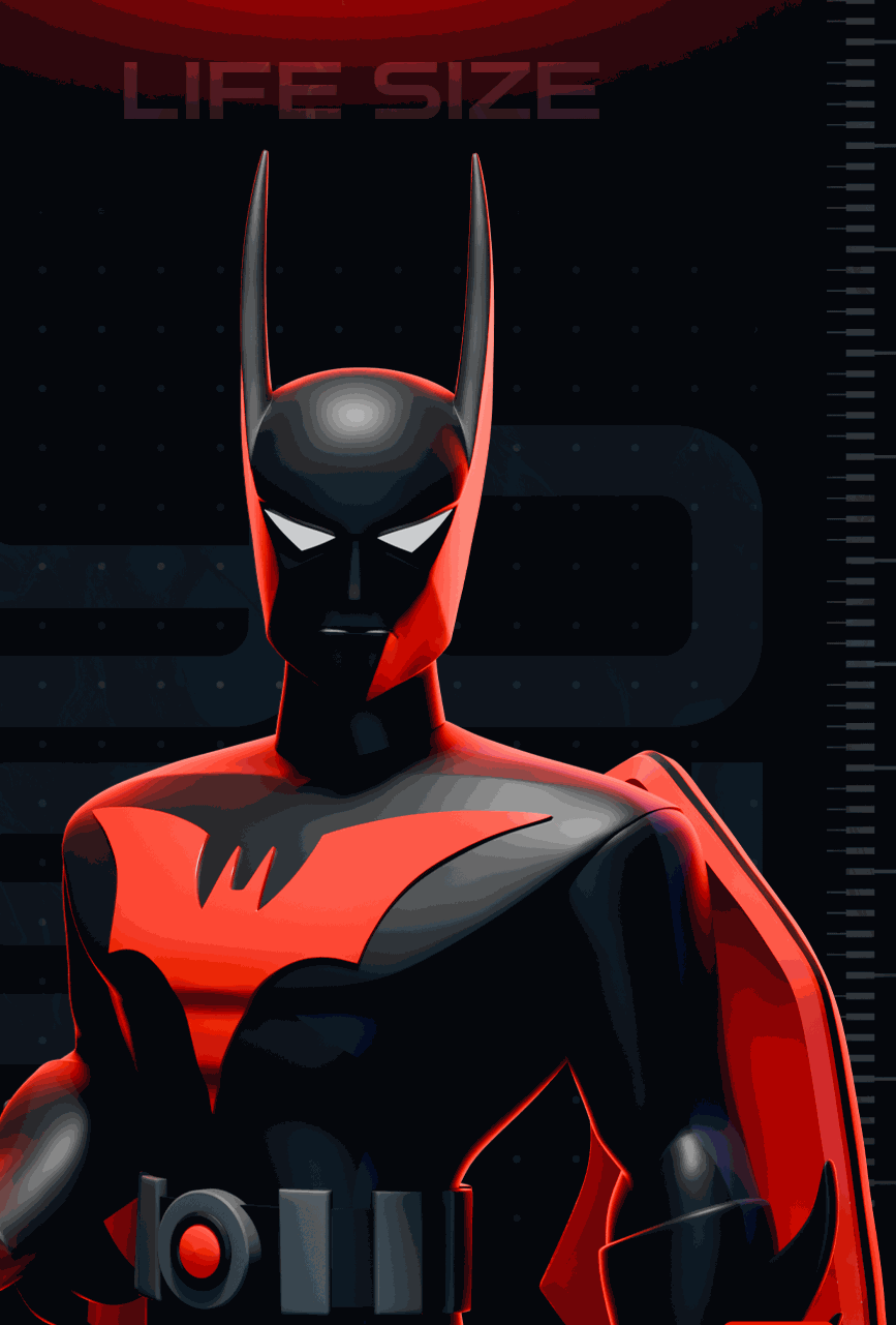 Life size 6ft 4in Batman statue in black with optional wings for cosplay and events