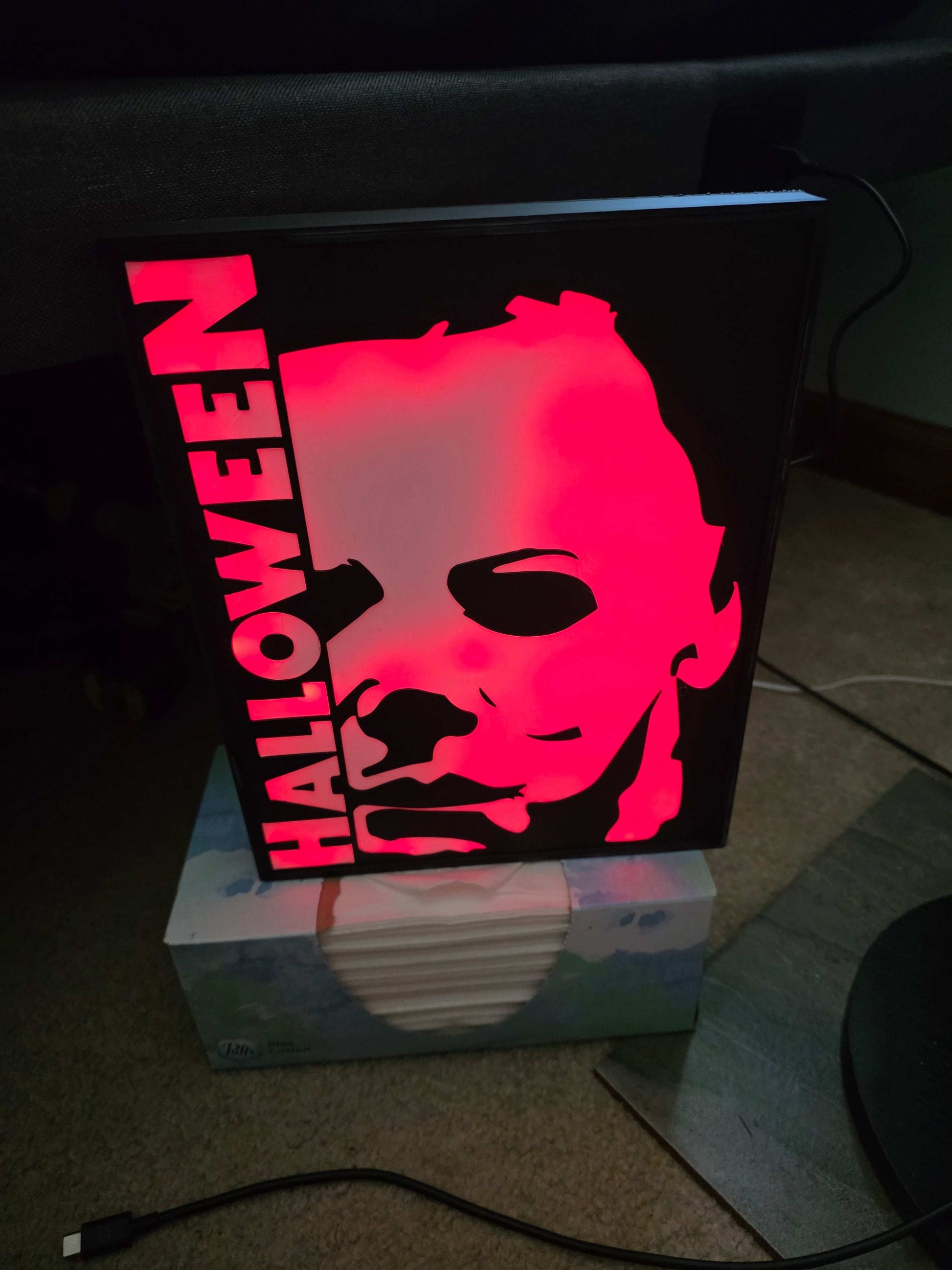 10" Michael myers lightbox halloween comes with onn led and remote ship 1-2 days by 3dCurioPrints